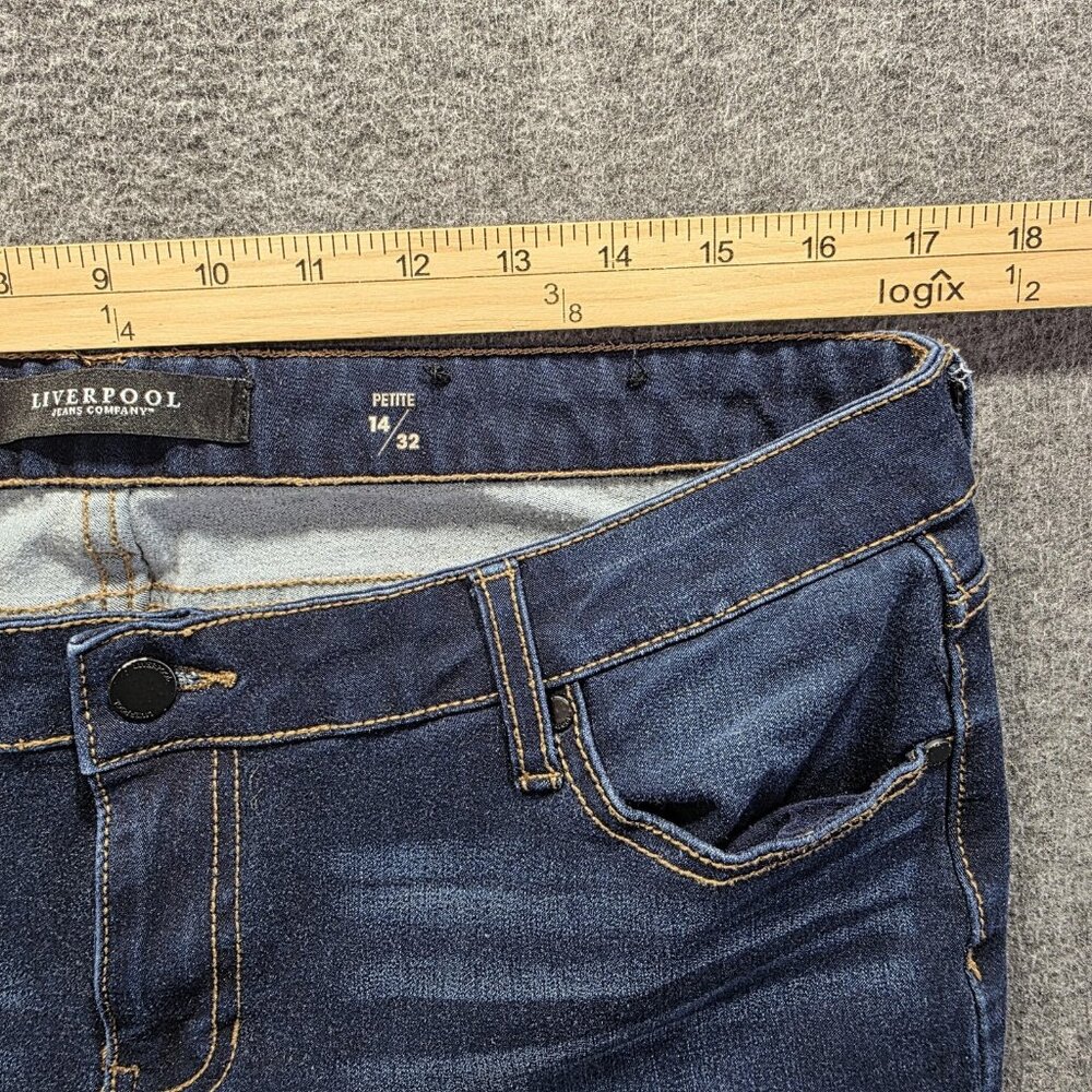 Liverpool Sadie Straight Jeans Womens 14 Petite Blue Mid Rise Stretch Denim - Picture 6 of 9